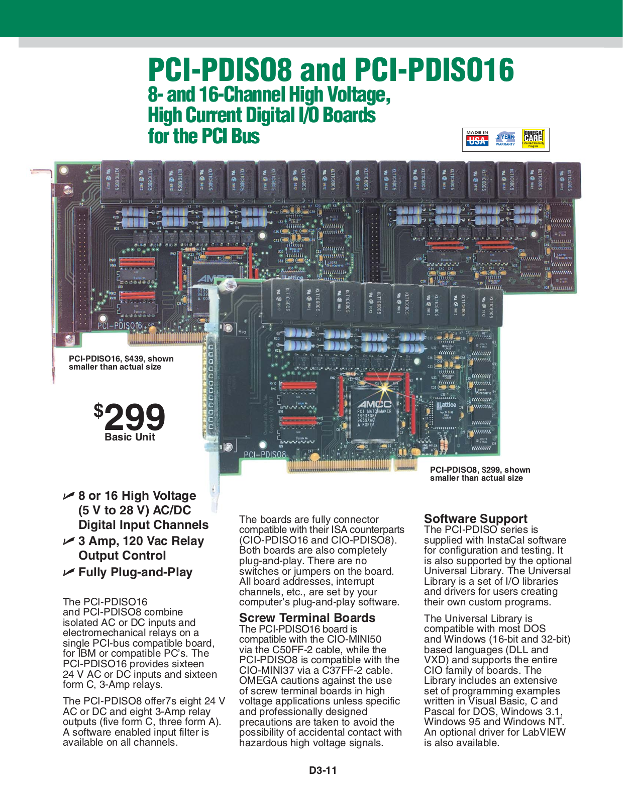 Omega PCI-PDISO8, PCI-PDISO16 User Manual