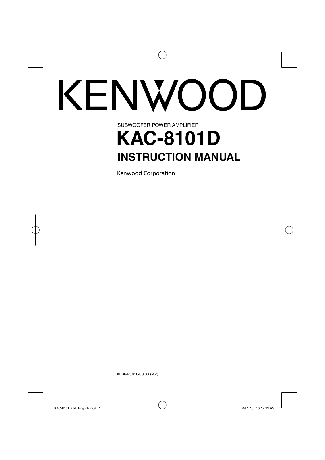 Kenwood KAC8101D User Manual