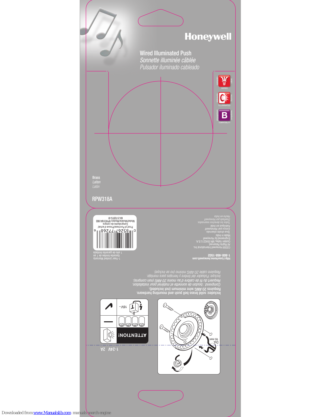 Honeywell RPW318A Instruction Leaflet