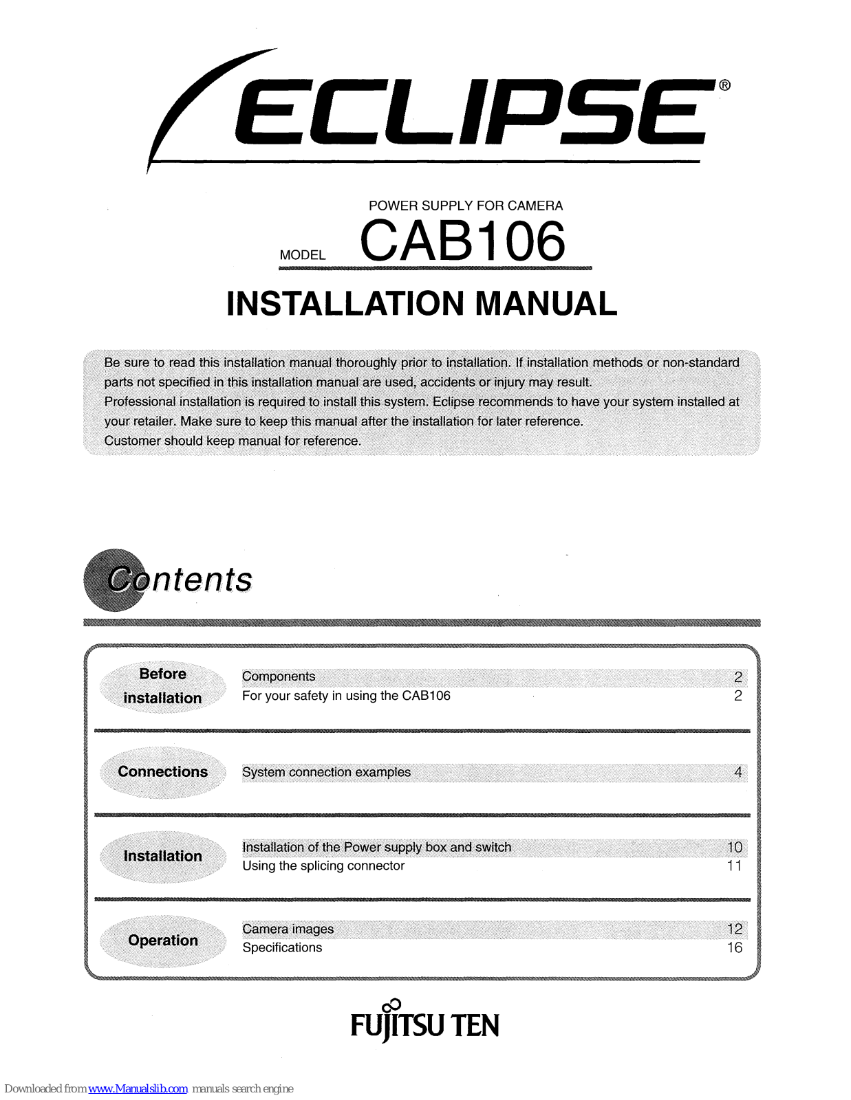 Eclipse cab106 Installation Manual