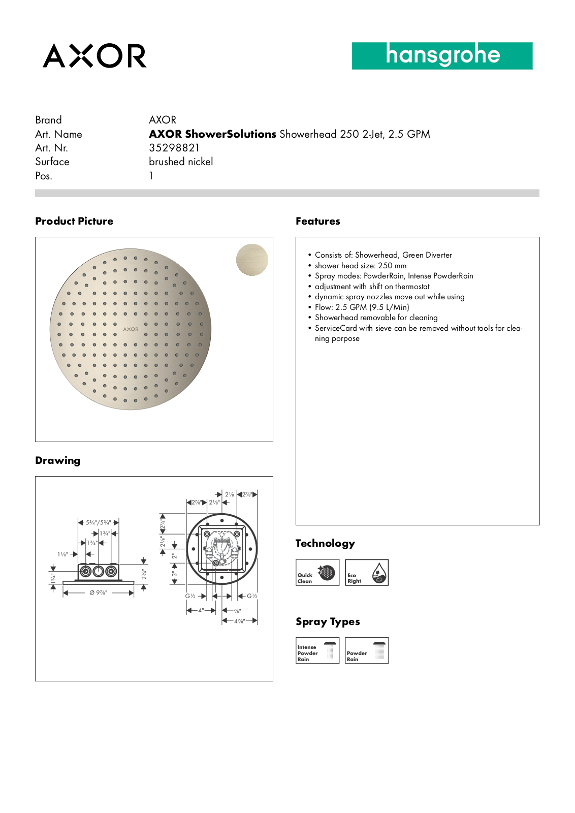 Axor BDJZ1237 Specifications - ManualMachine.com