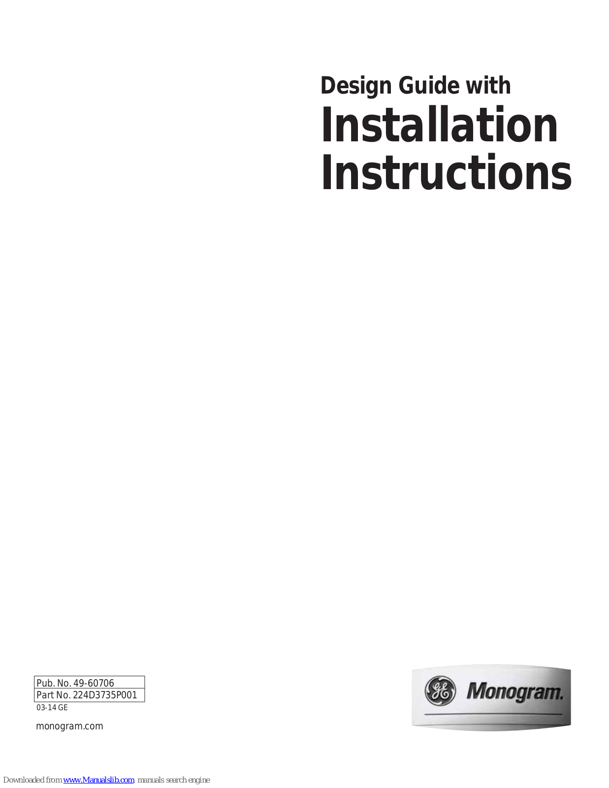 Monogram 224D3735P001 Design And Installation Manual