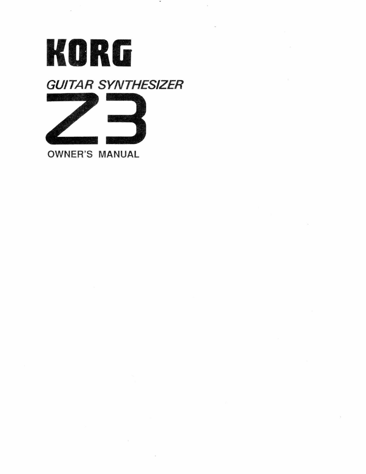 Korg Z3 User Manual