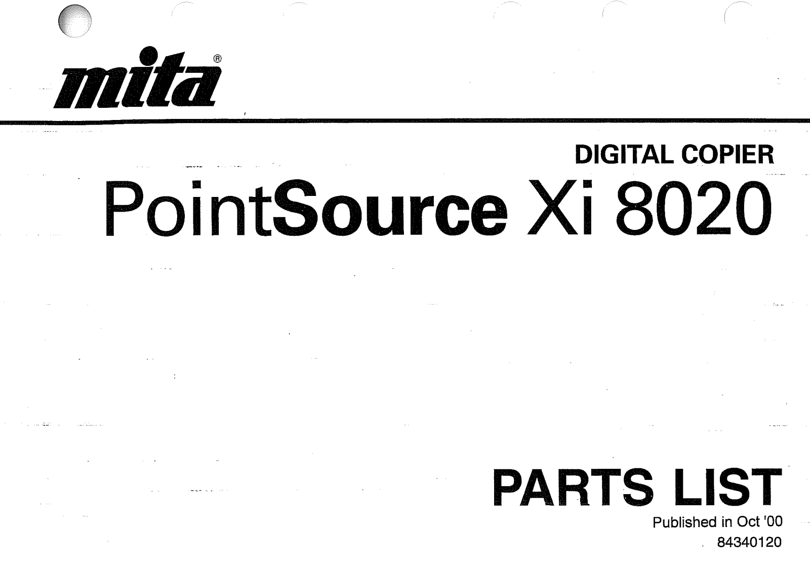 Mita-Kyocera Xi-8020 PARTS LIST