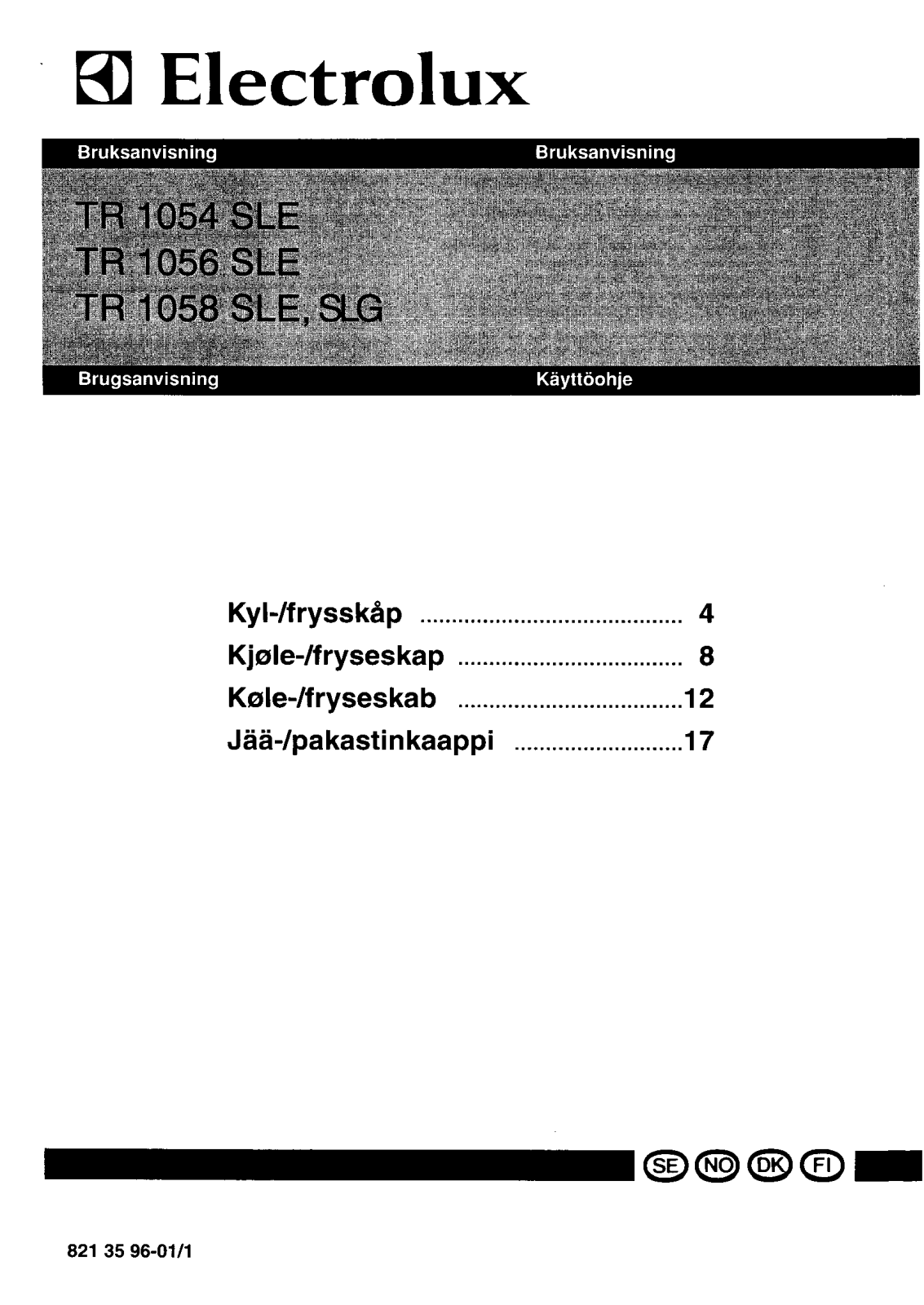 AEG TR1054SLE, TR1056SLE, TR1058SLE, TR1058SLG User Manual