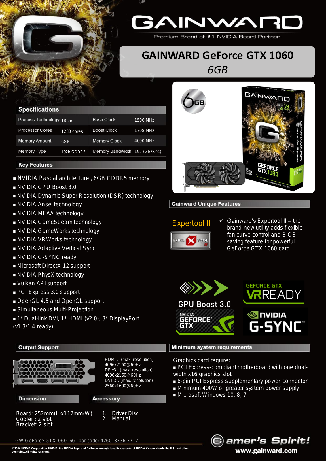 Gainward GTX 1060 User Manual