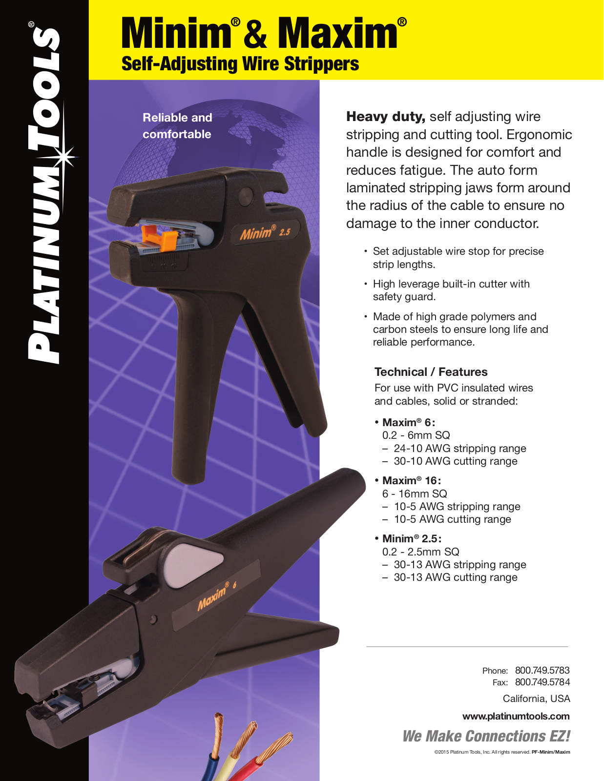 Platinum Tools 15305, 15305C, 15310C Specsheet