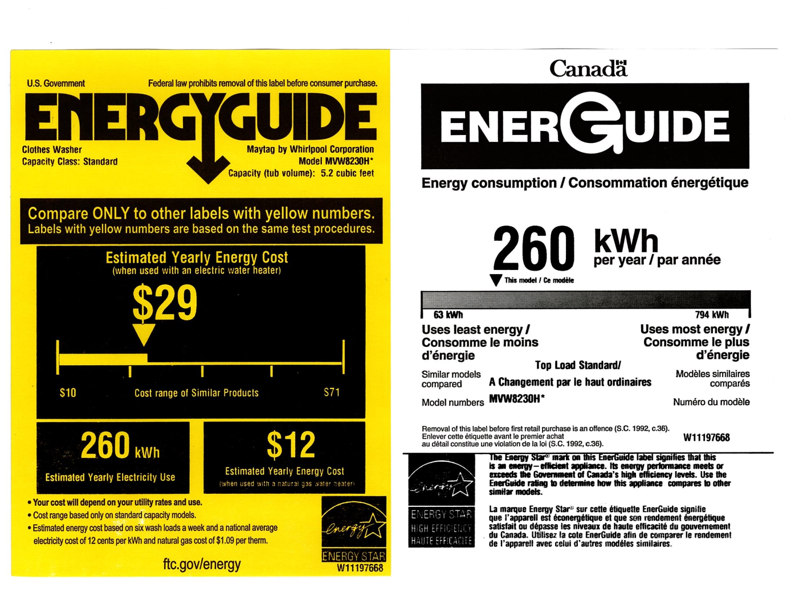 Maytag MAWADRGC04 Energy manual