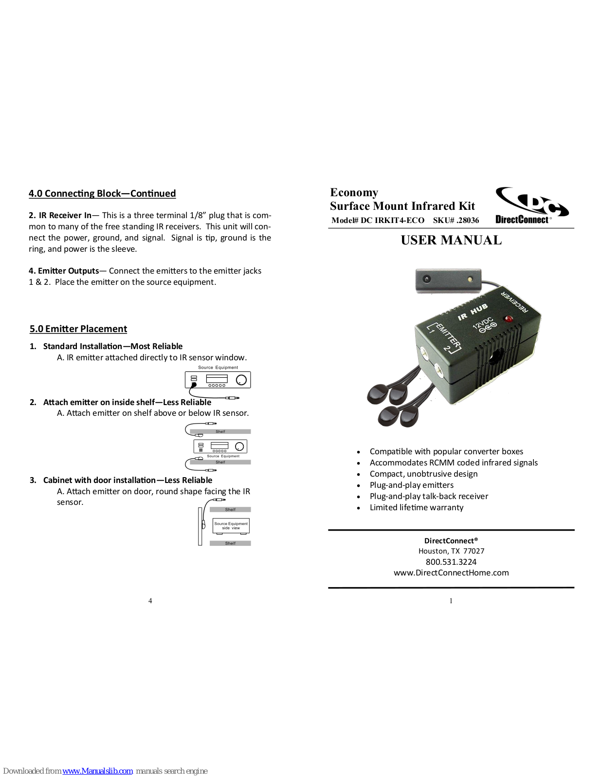 DirectConnect DC IRKIT4-ECO User Manual