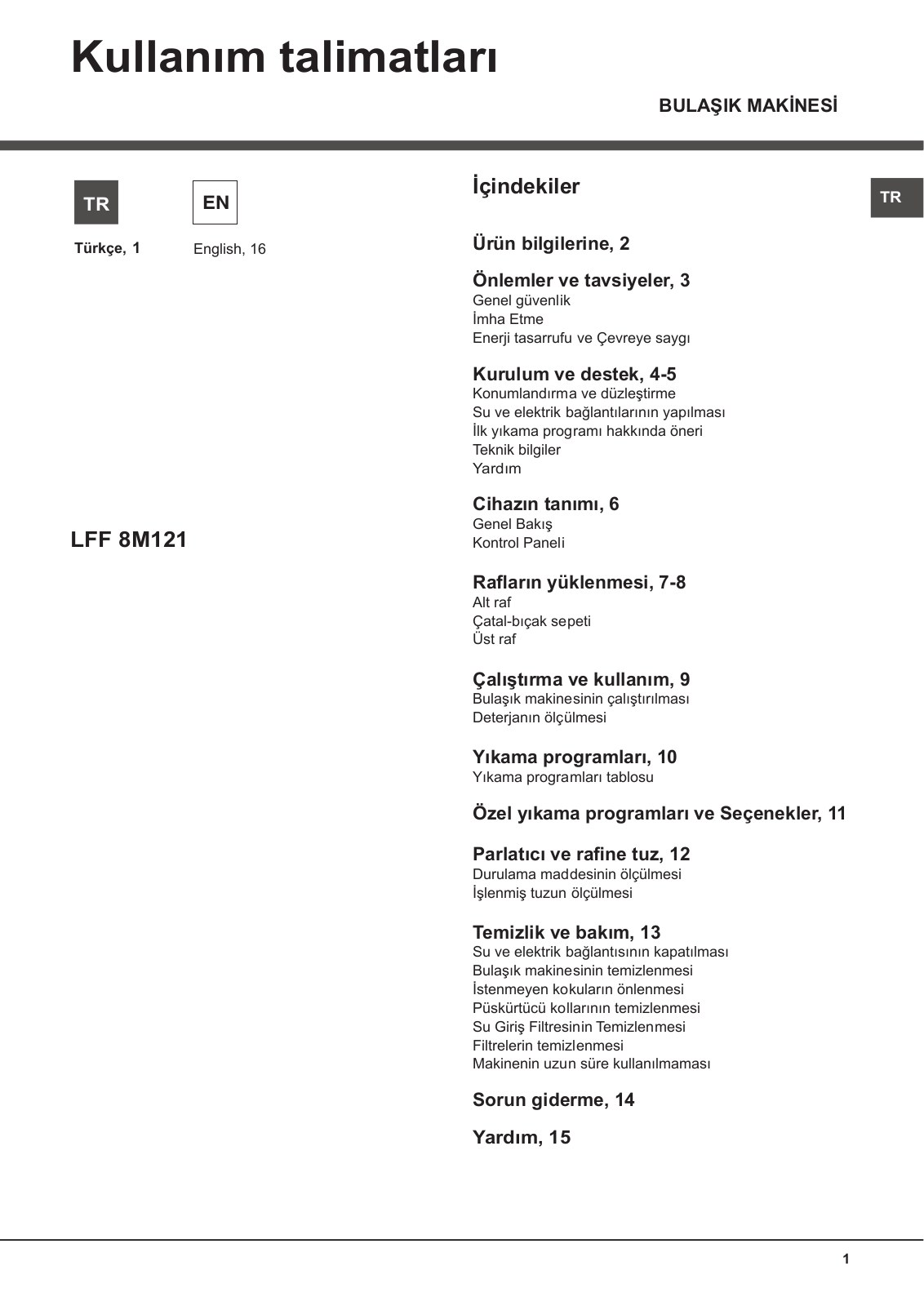 Hotpoint Ariston LFF 8M121 C TK User Manual