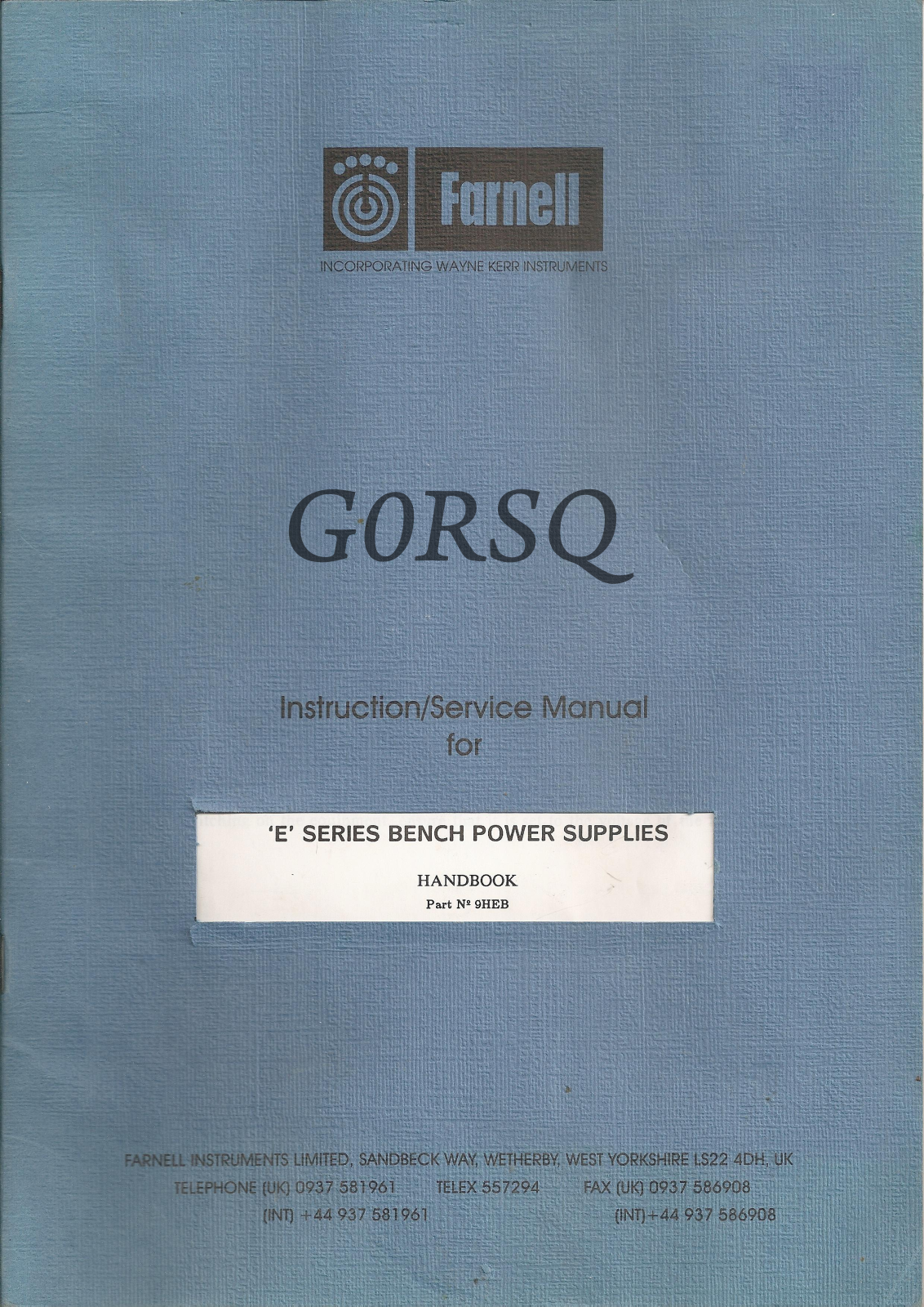 Farnell GORSQ E Service Manual