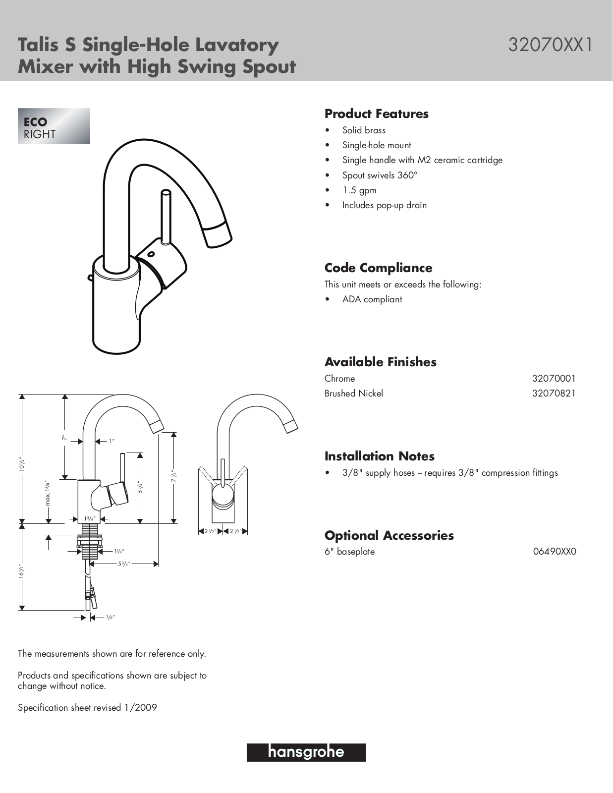 Hans Grohe 32070XX1 User Manual