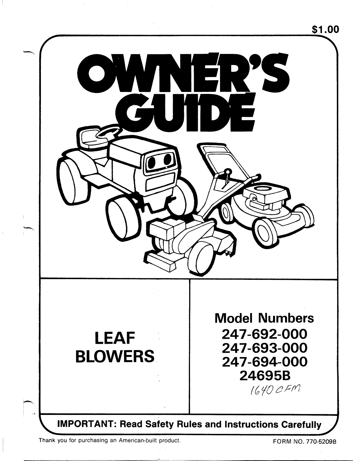 MTD 247-692-000, 24695B, 247-694-000 User Manual