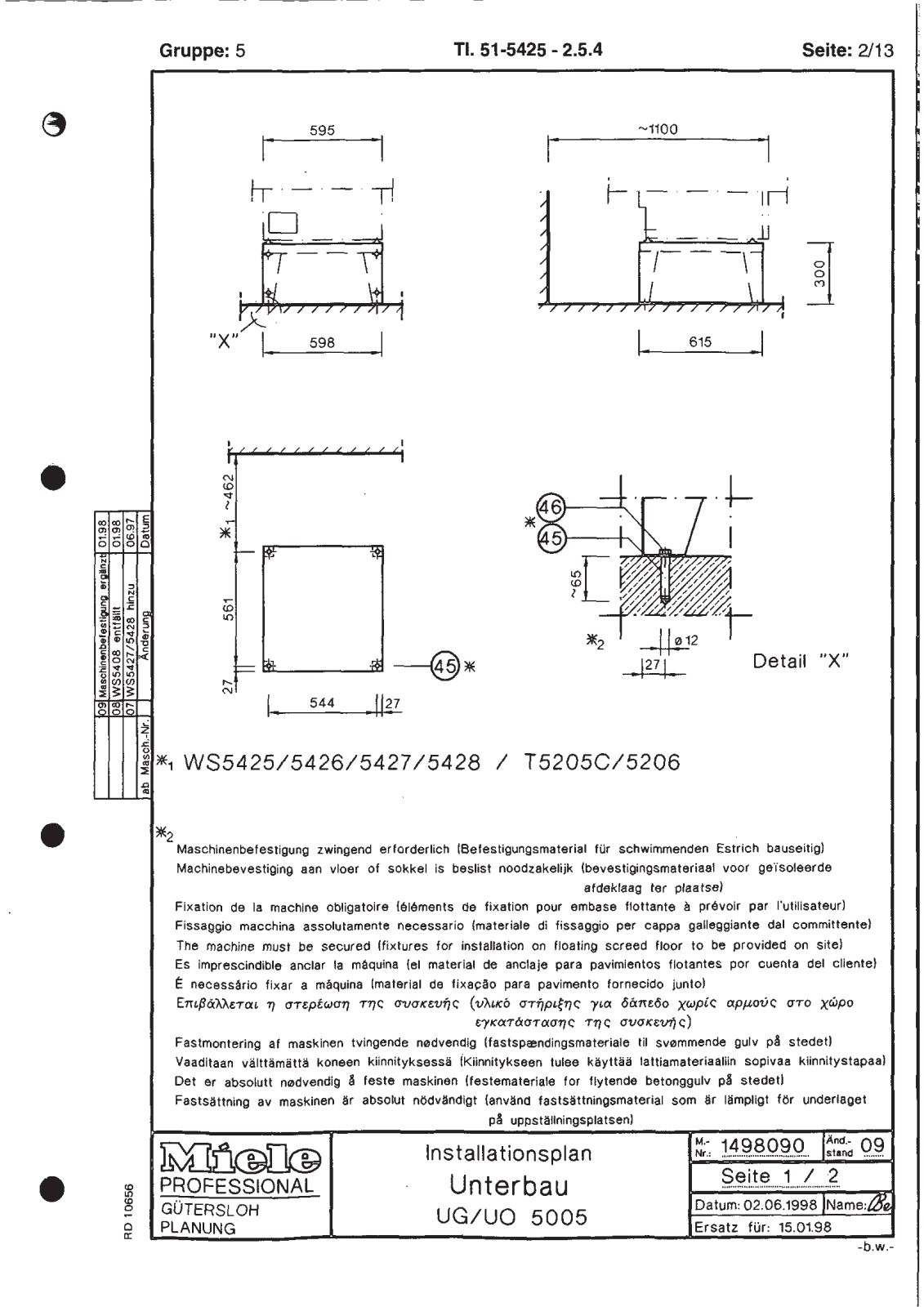 Miele UG5005 Installation Guide