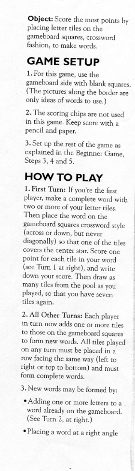 HASBRO Scrabble - Advanced Game User Manual