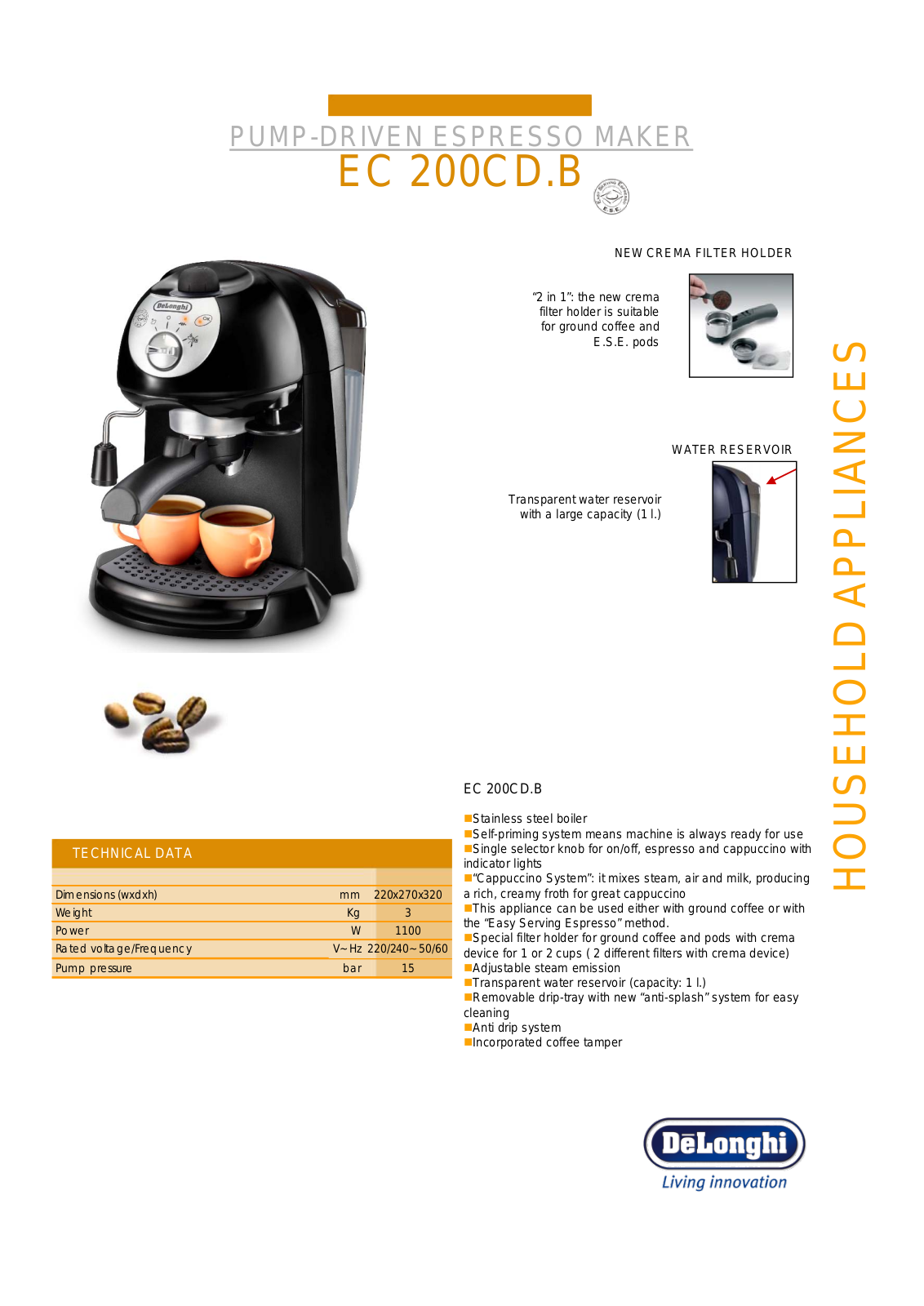 DeLonghi EC 200CD.B User Manual