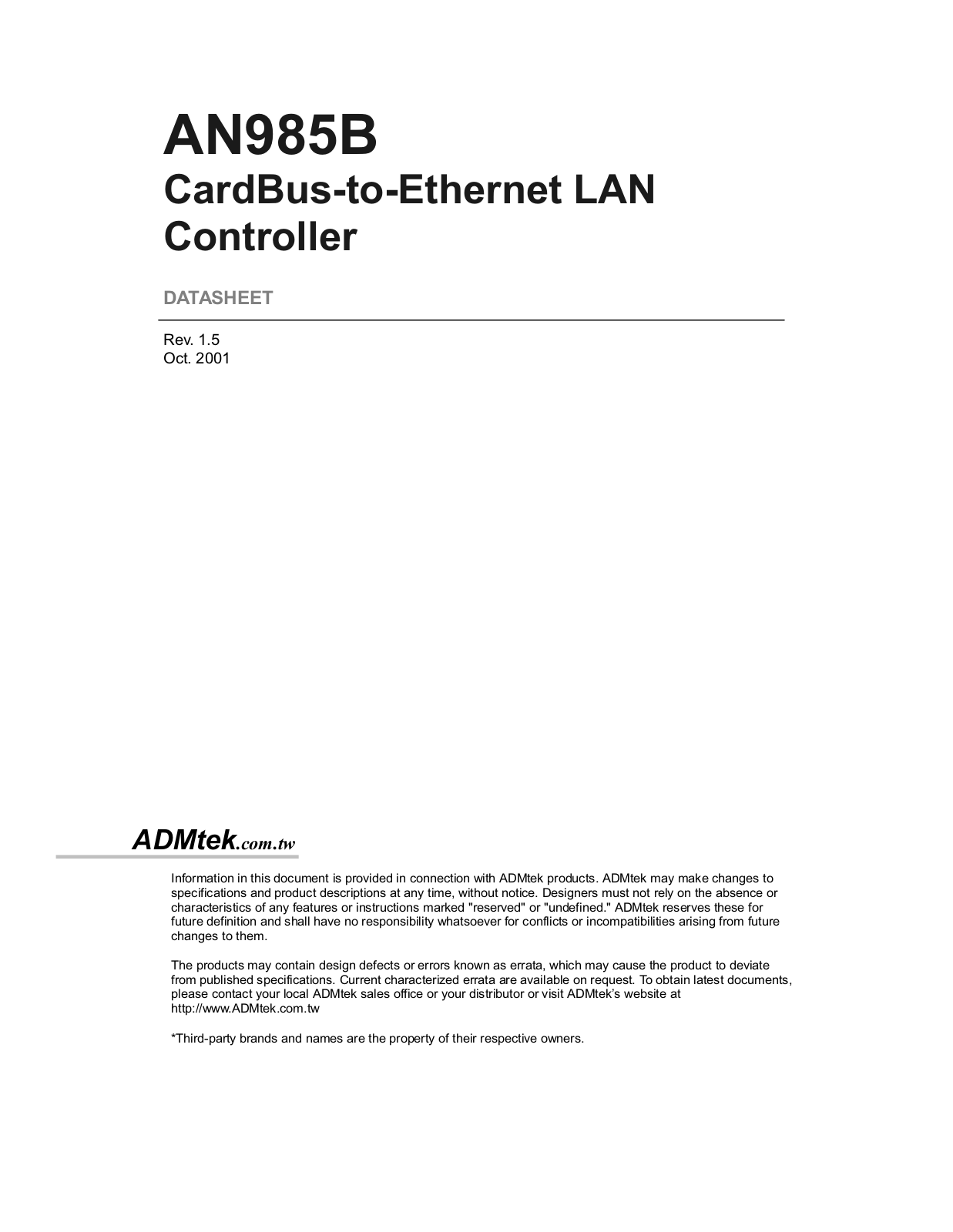 ADMTK AN985B Datasheet