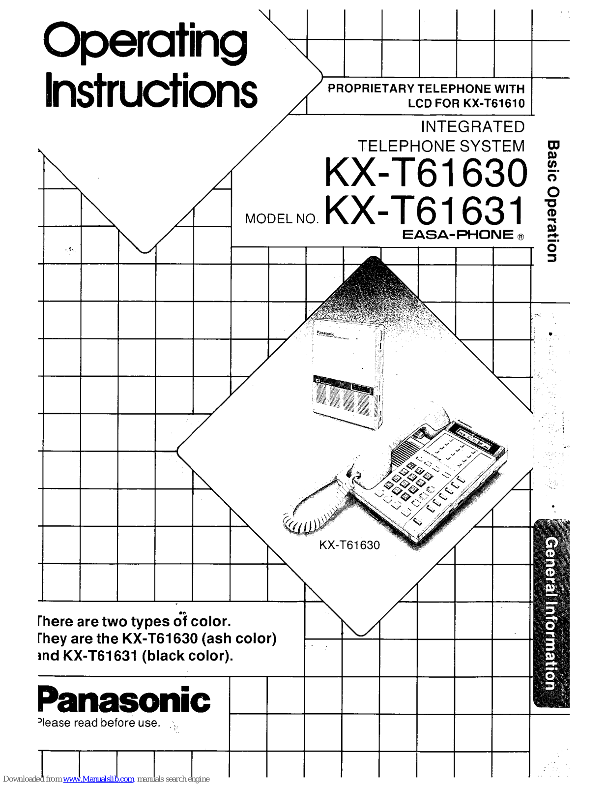 Panasonic EASA-PHONE KX-T61630 Operating Instructions Manual