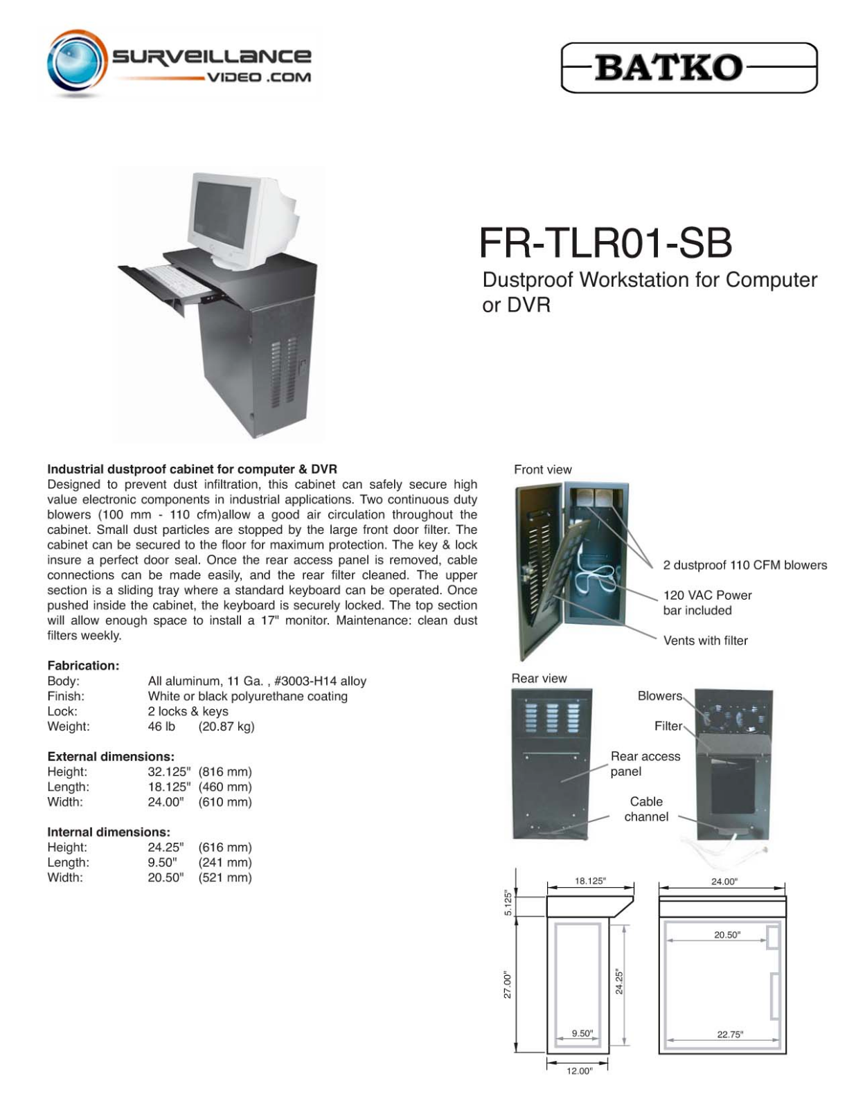 Batko FR-TLR01-SB Specsheet