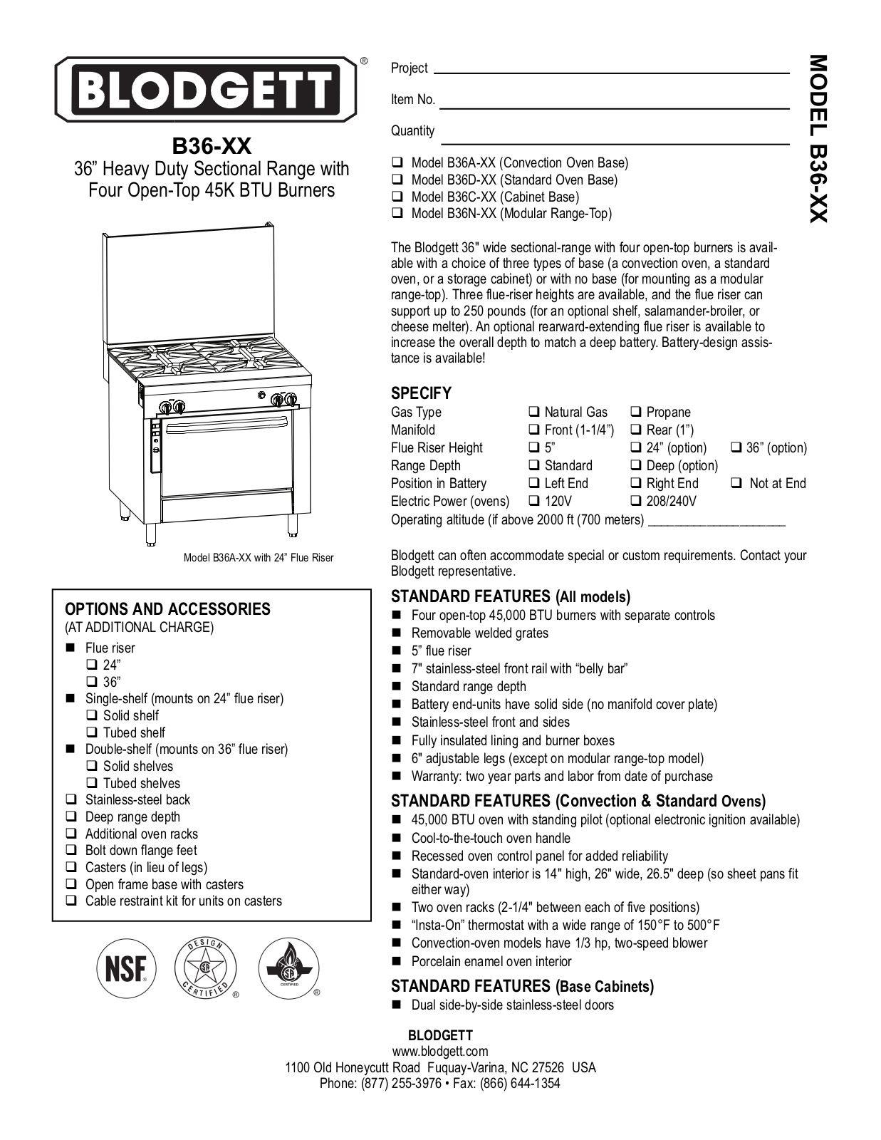 Blodgett B36-XX User Manual