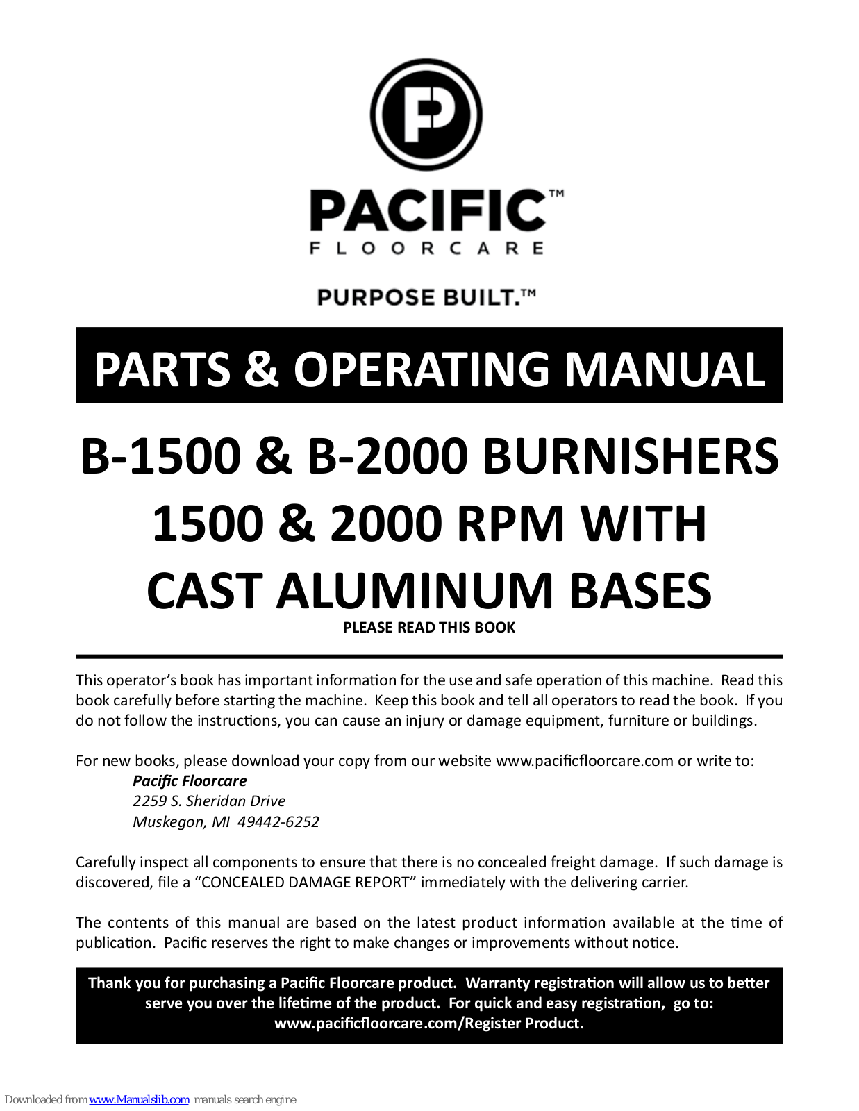Pacific B-1500, B-200 Installation Manual - ManualMachine.com