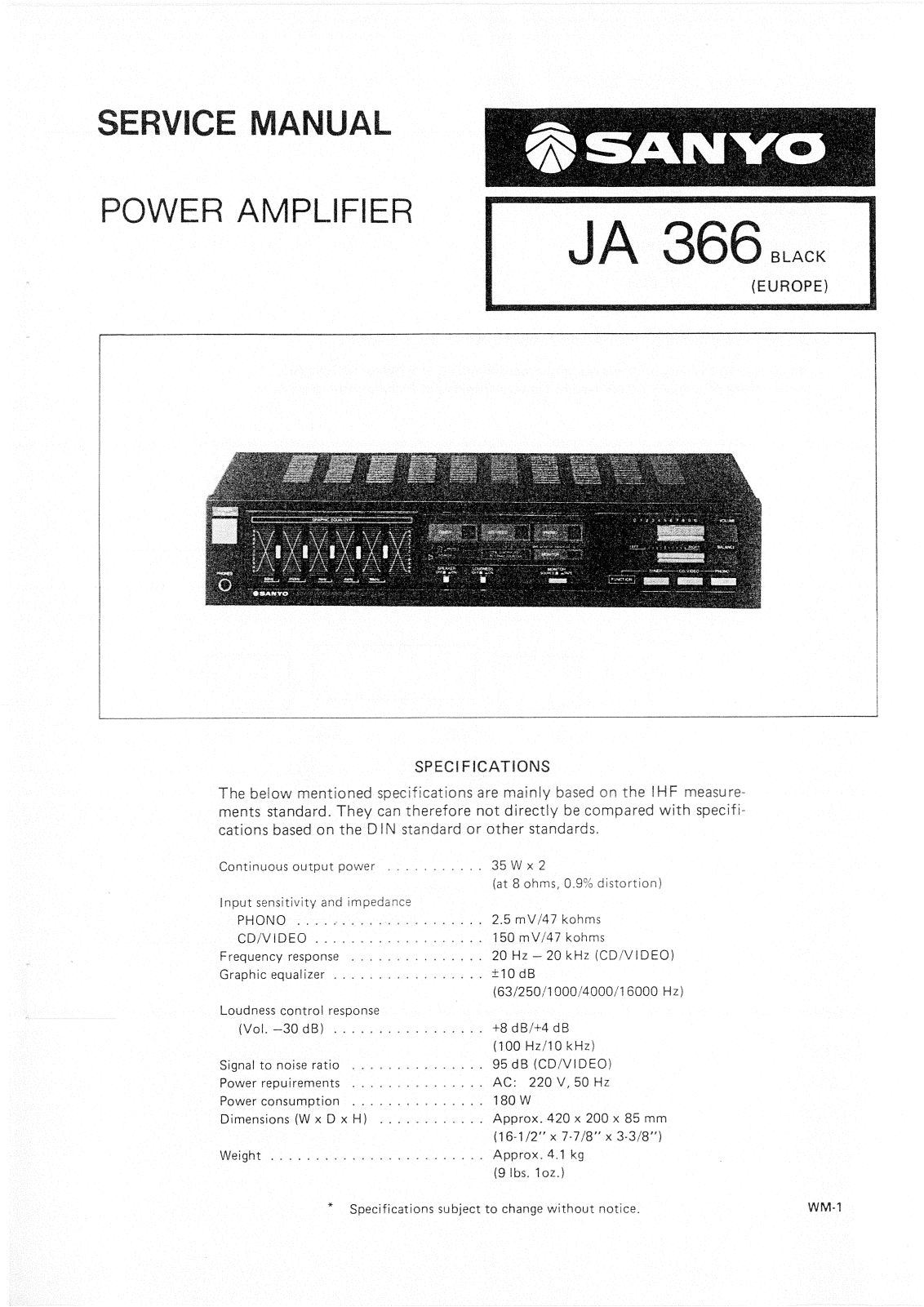 Sanyo JA-366 Service Manual