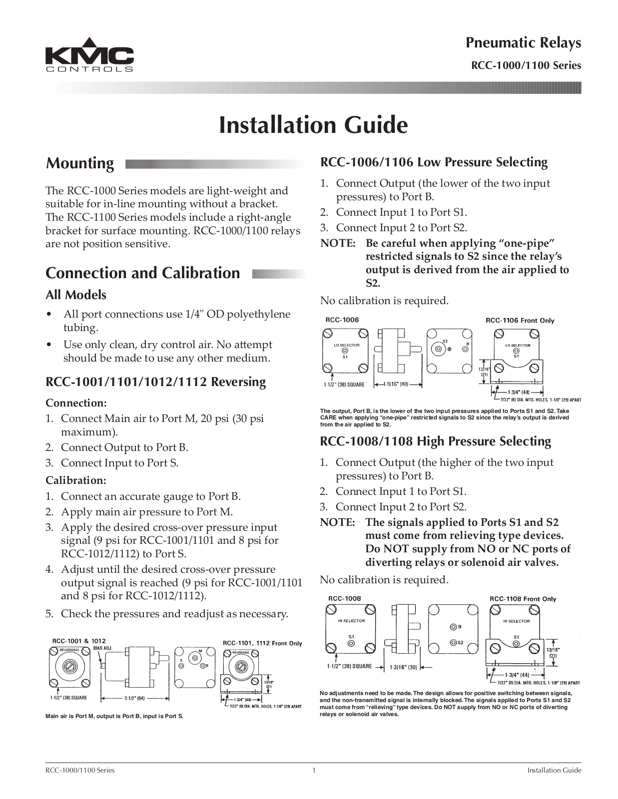 KMC Controls RCC-1100 User Manual