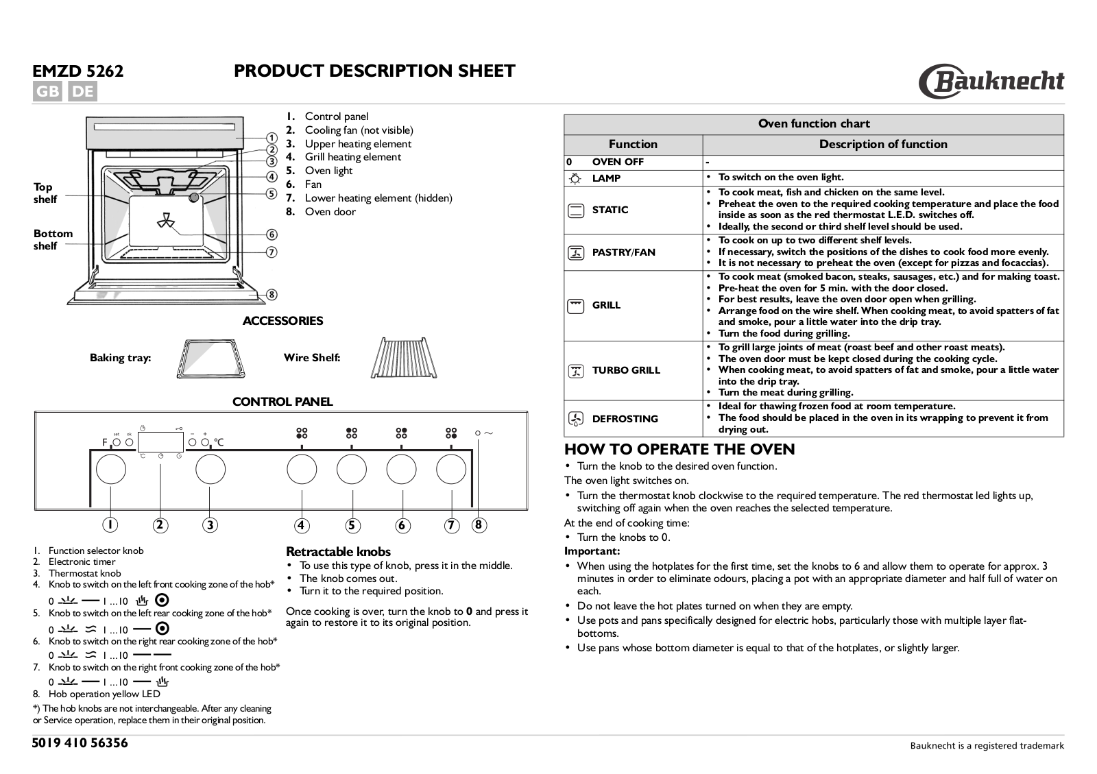 Whirlpool EMZD 5262/IN INSTALLATION