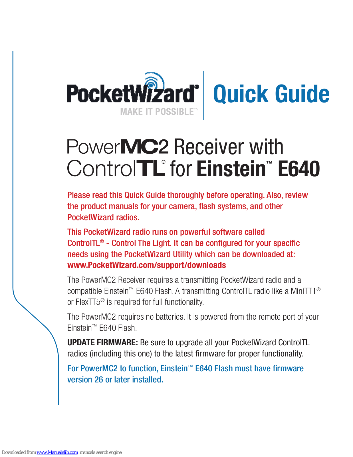 PocketWizard PowerMC2 Quick Manual - ManualMachine.com