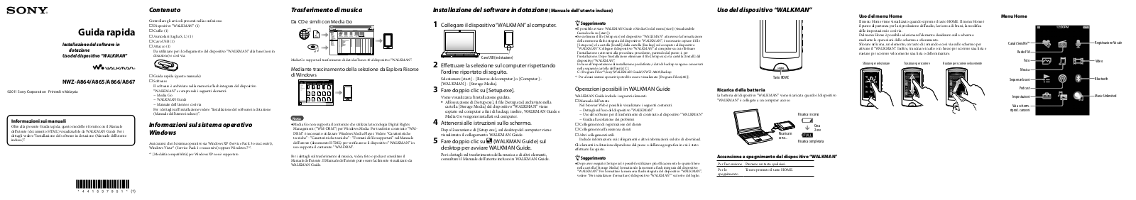 Sony NWZ-A867, NWZ-A866, NWZ-A864 User Manual