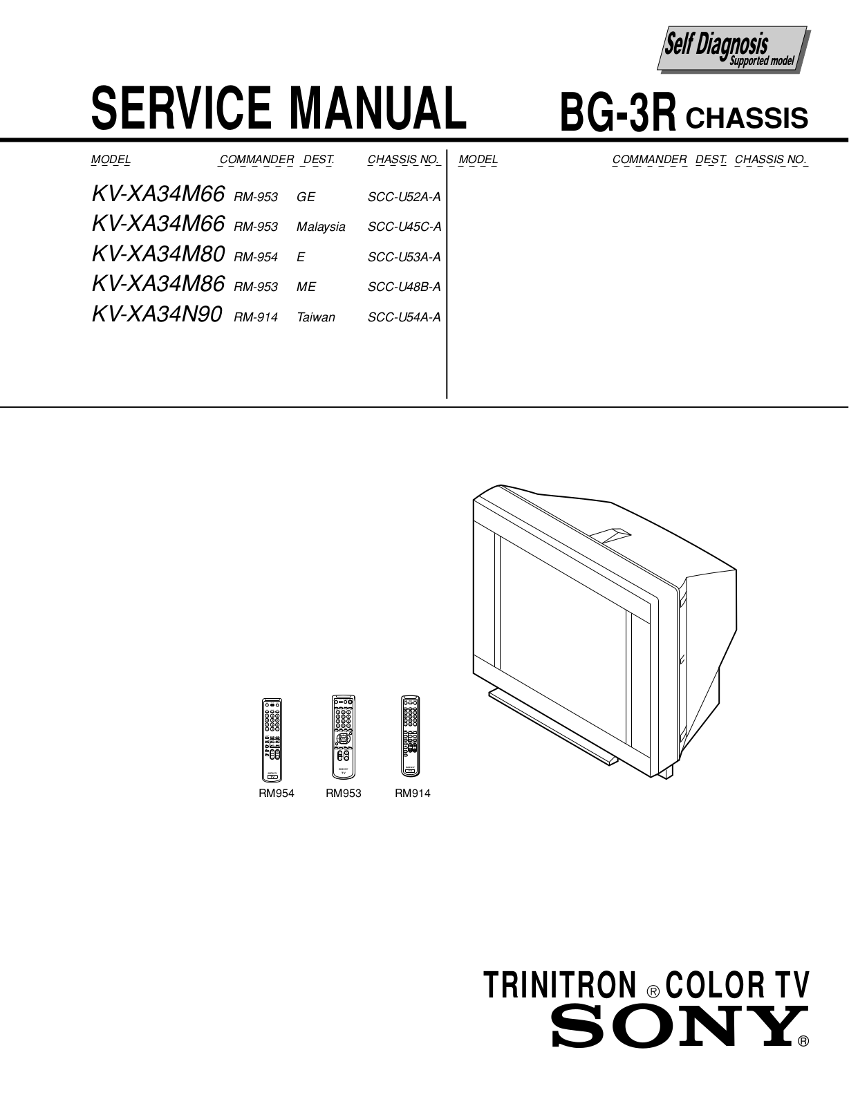 Sony KV-XA34780, KV-XA34786, KV-XA34M66, KV-XA34M86, KV-XA34N90 Service Manual