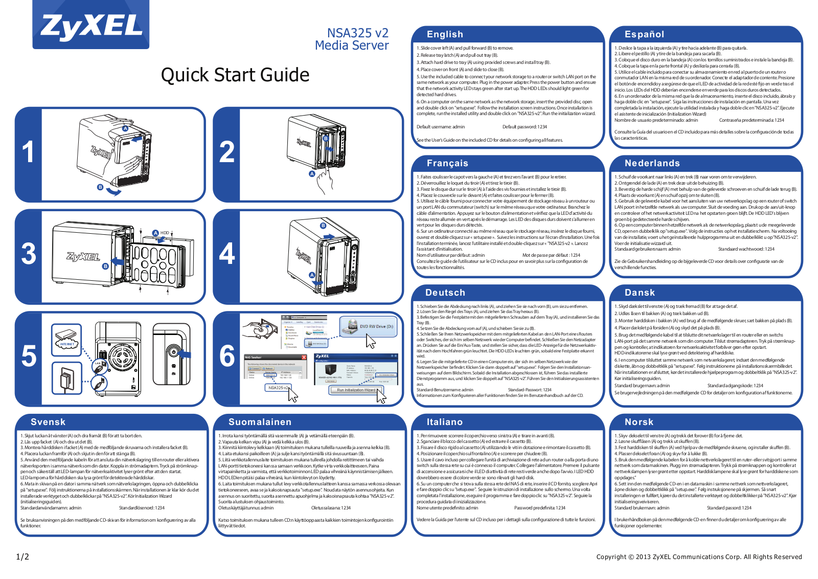 ZyXEL NSA325V2 Quick Start Guide