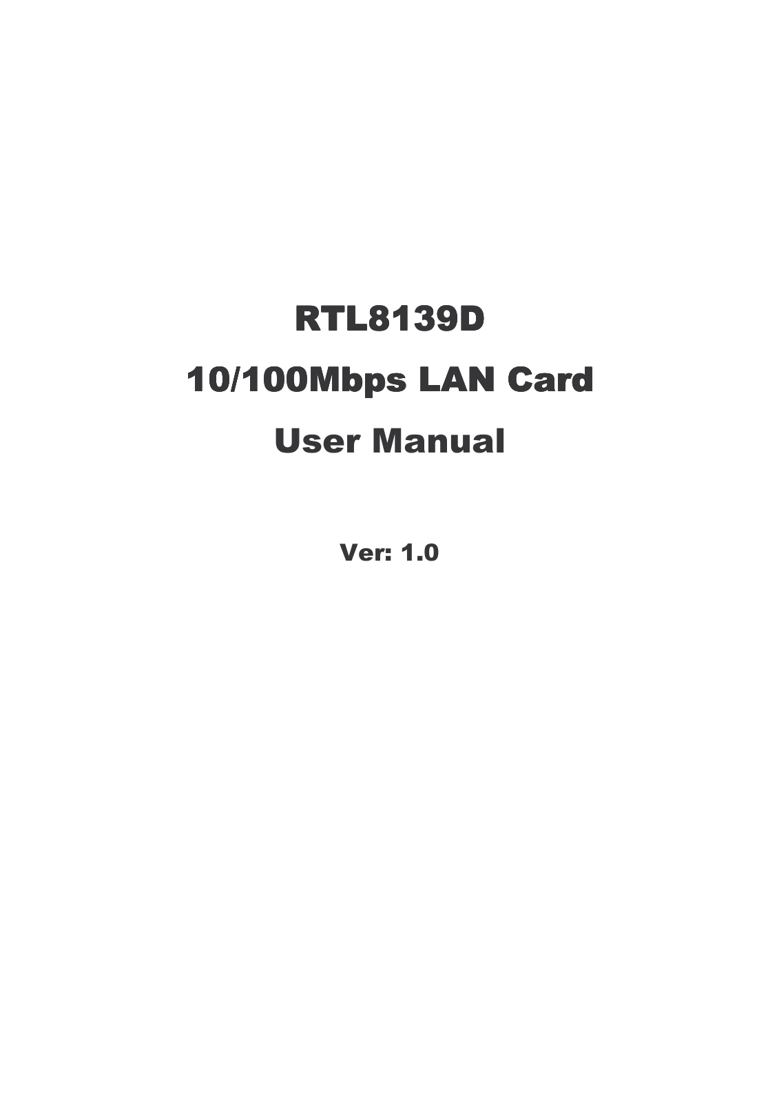 Lindy RTL8139D User Manual