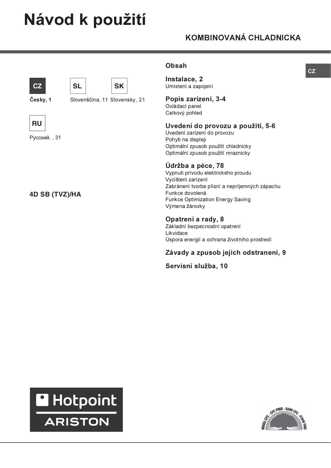 Hotpoint Ariston 4D SB User Manual