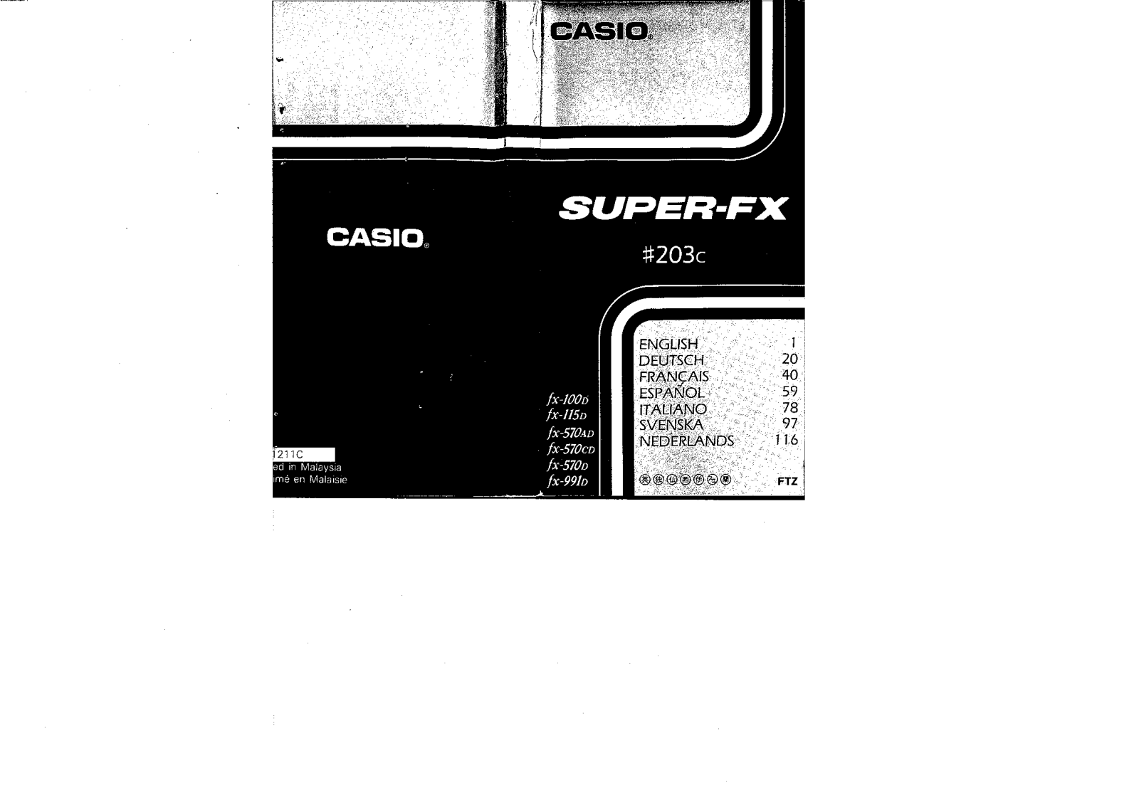 CASIO FX-991D, FX-570D, FX-570CD, FX-570AD, FX-115D User Manual