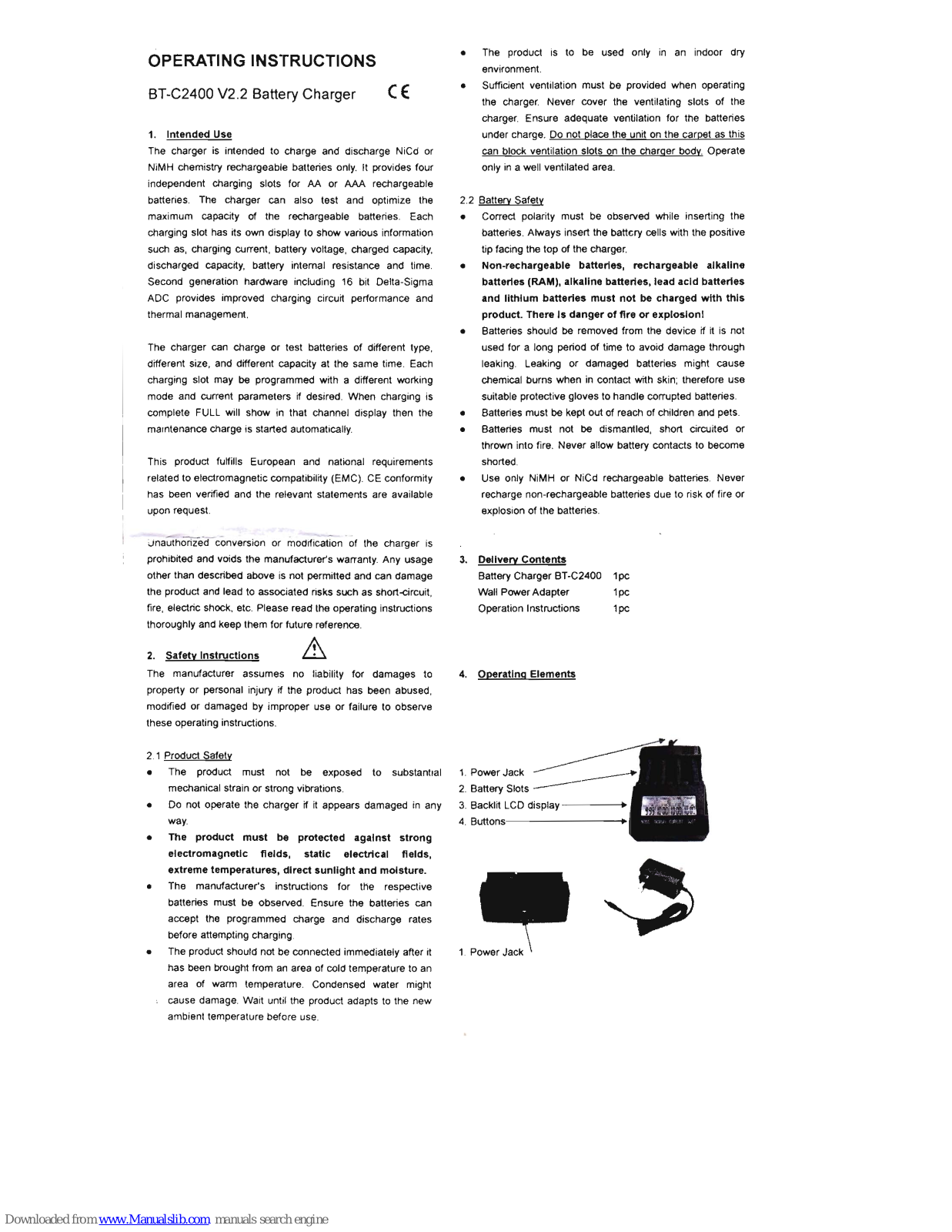 Opus BT-C2400 Operating Instructions Manual