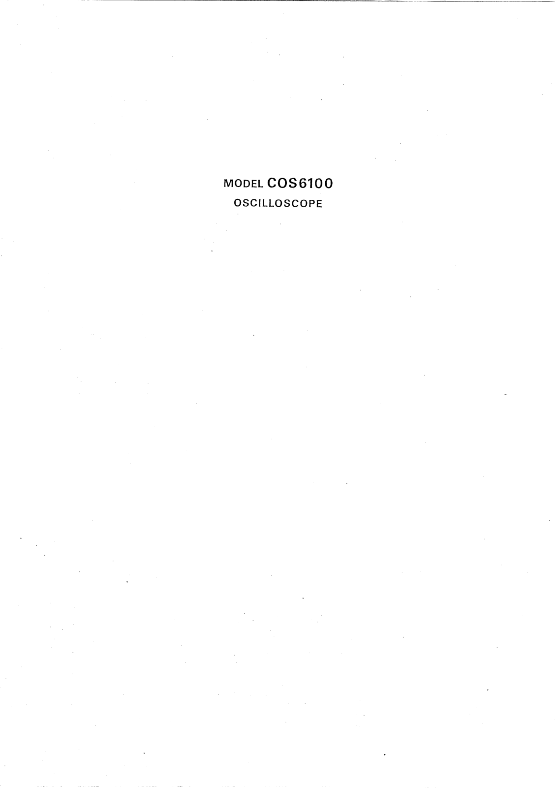 Kikusui Electronics Corporation COS6100 Service manual