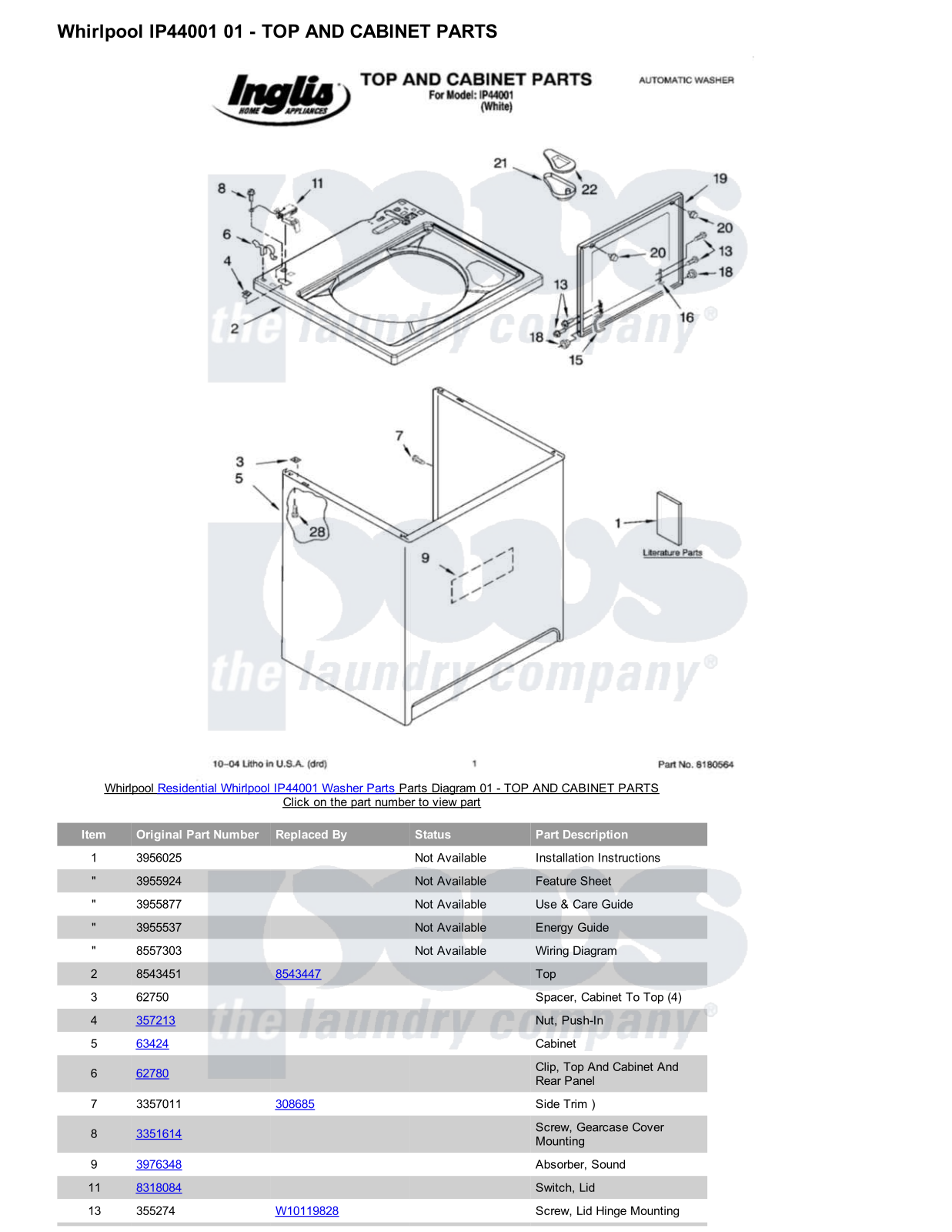 Whirlpool IP44001 Parts Diagram