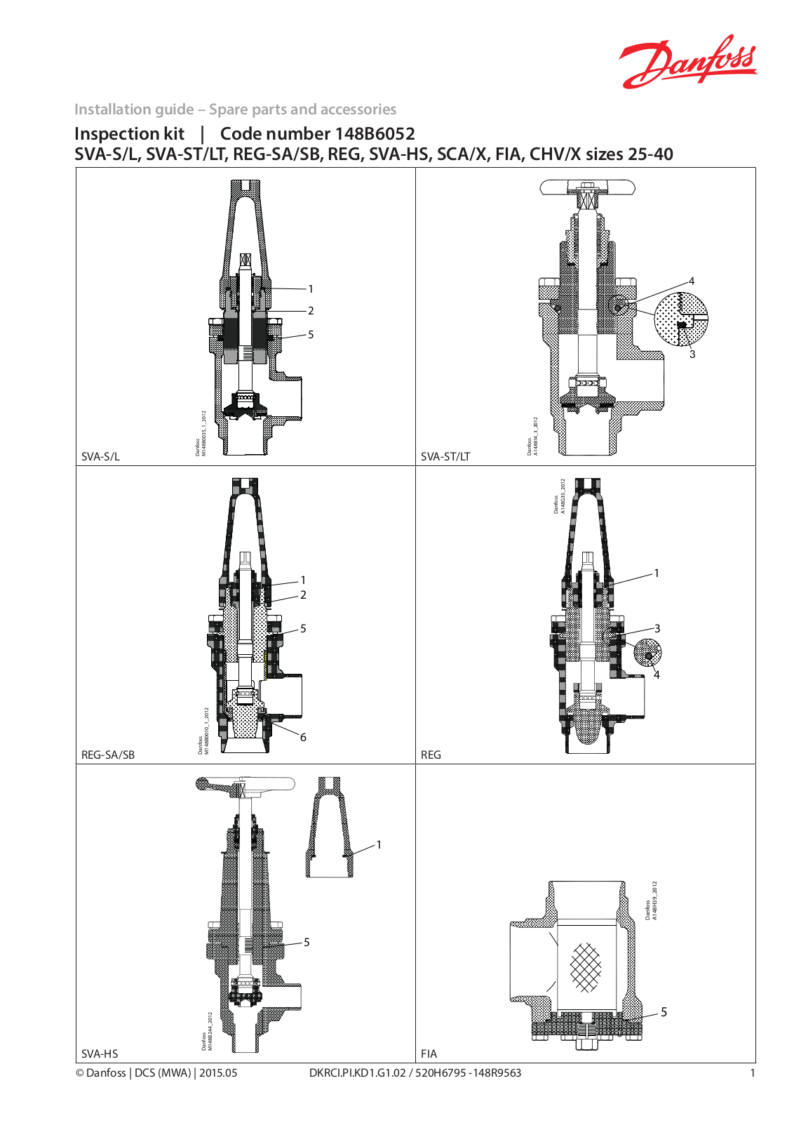 Danfoss SVA-S 25-40, SVA-L 25-40, SVA-ST 25-40, SVA-LT 25-40, REG-SA 25-40 Installation guide