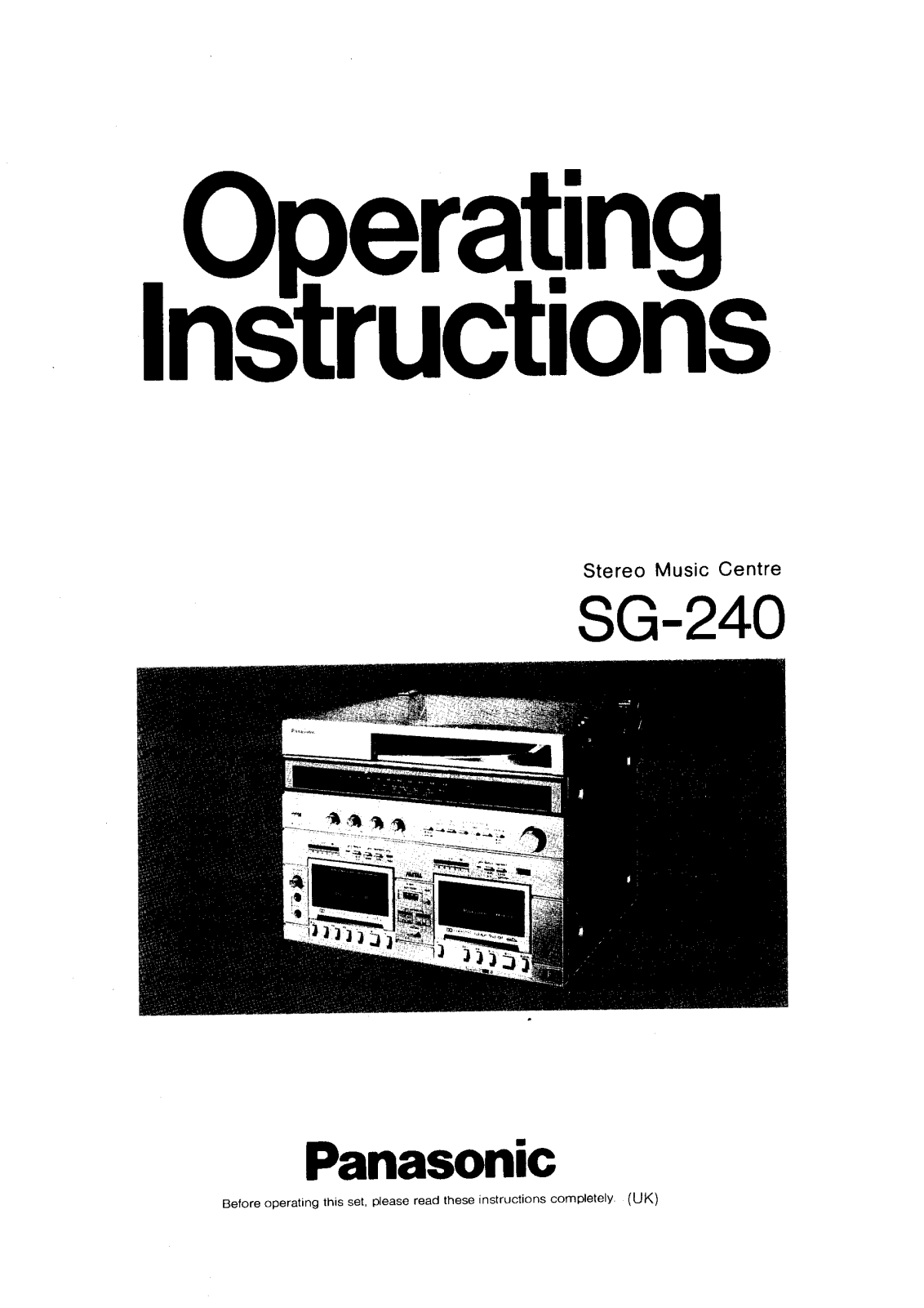 Panasonic SG-240 User Manual