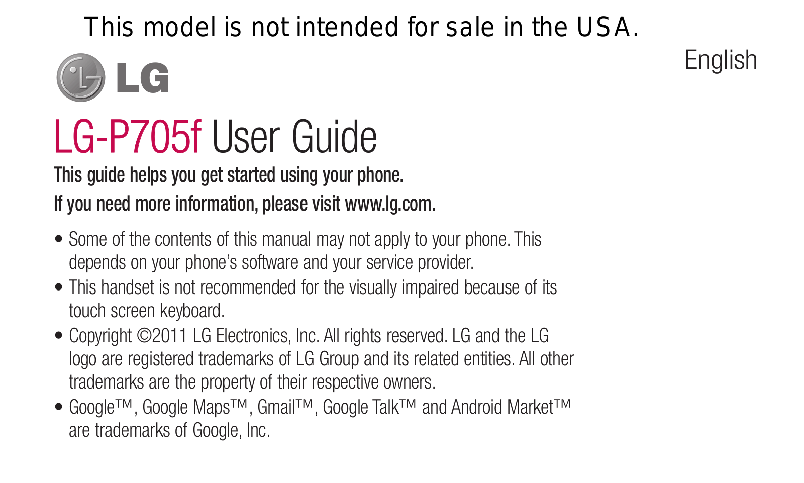 LG P705F Users manual