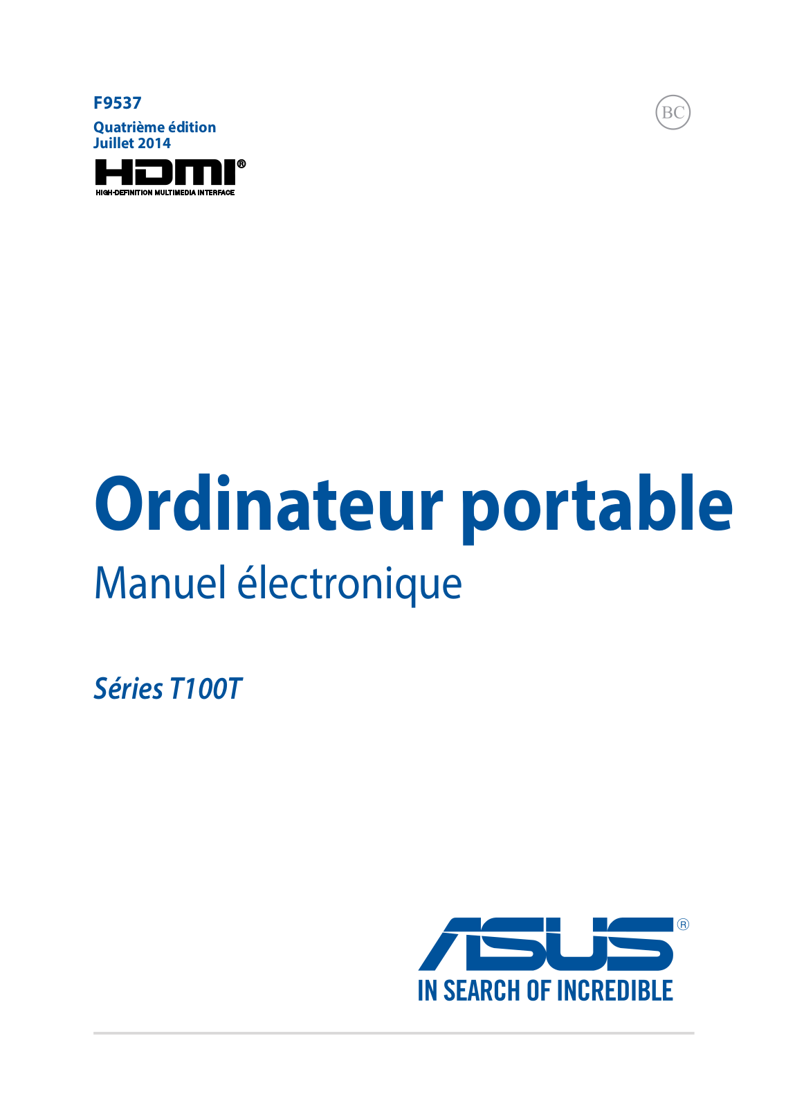 ASUS T100TAM, F9537 User Manual