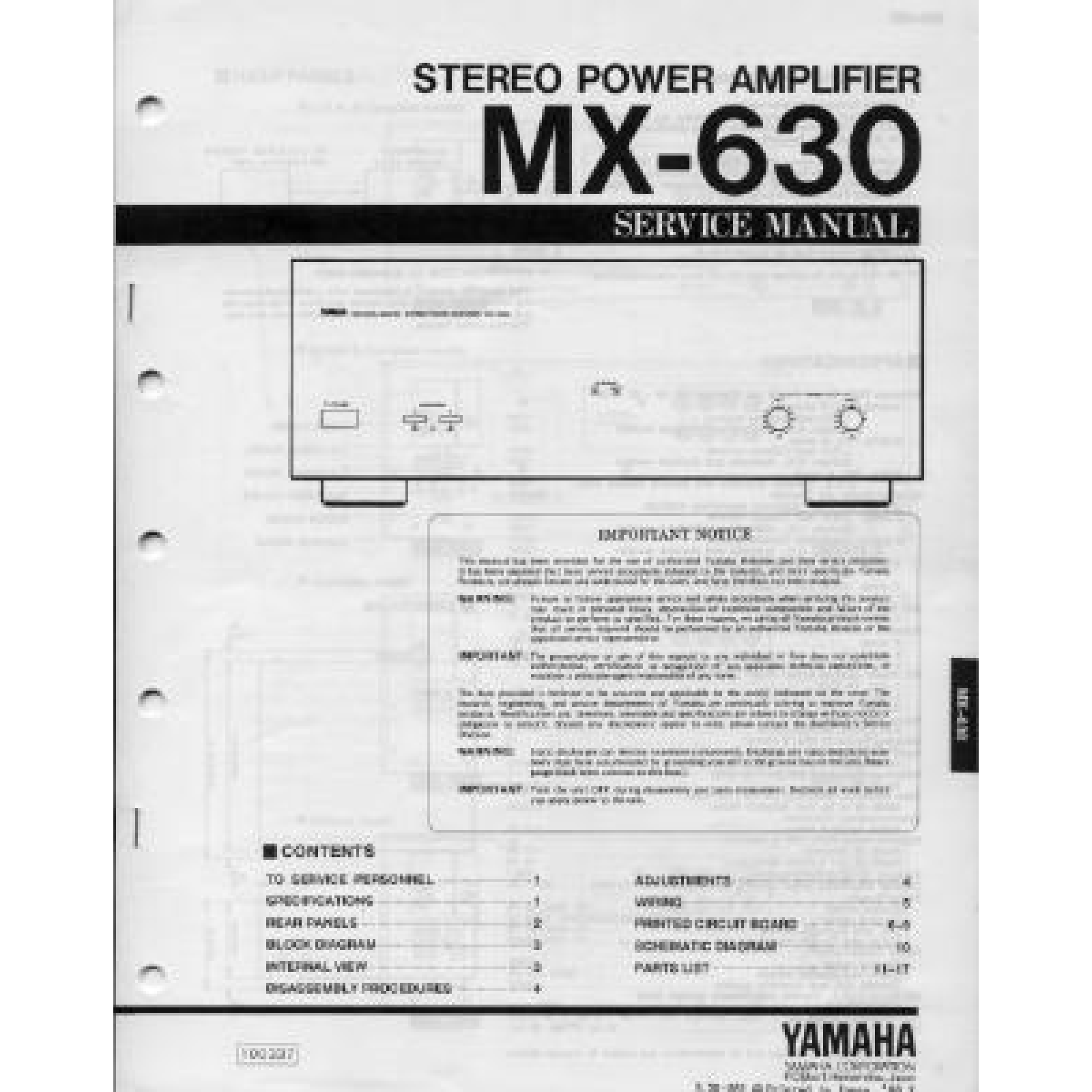 Yamaha MX-630 Service Manual