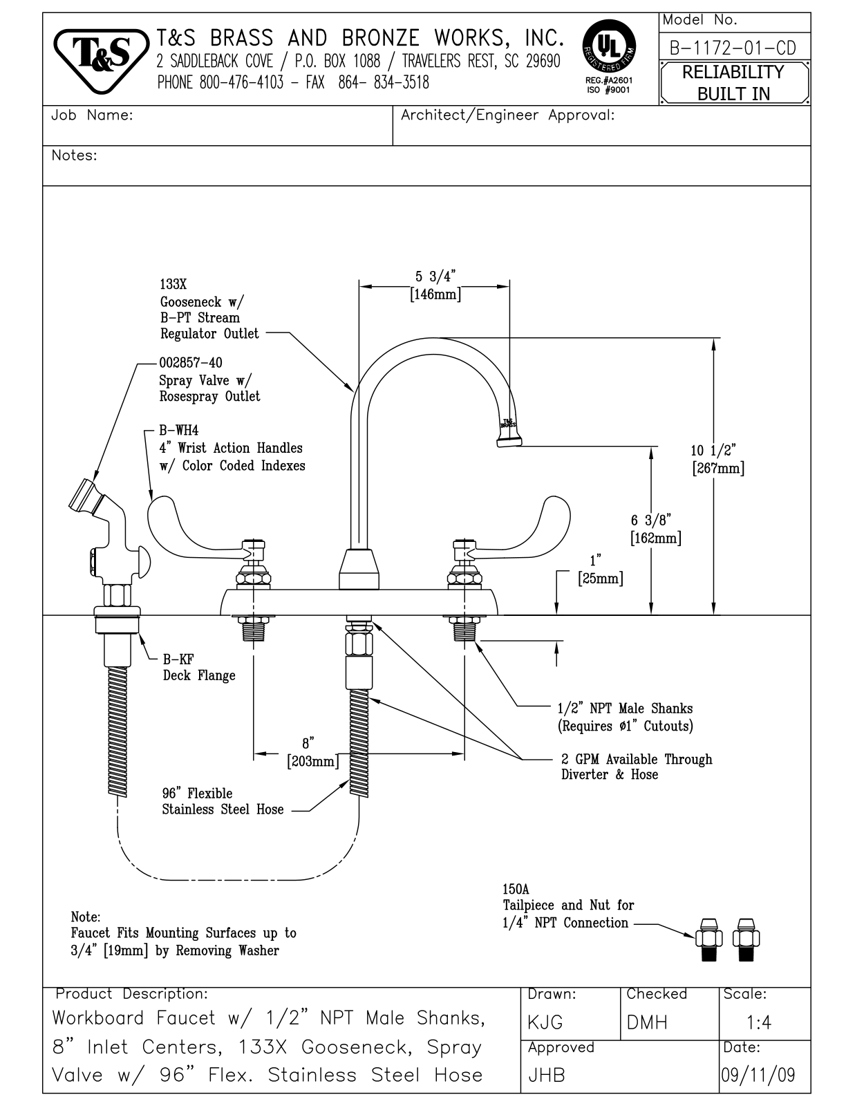 T & S Brass & Bronze Works B-1172-01-CD General Manual