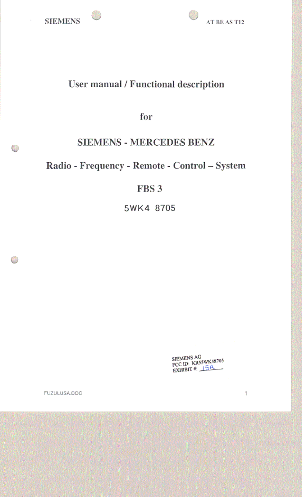 Continental Automotive 5WK48705 Users manual