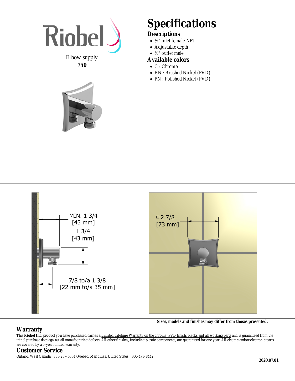 Riobel 750C, 750BN Specifications - ManualMachine.com