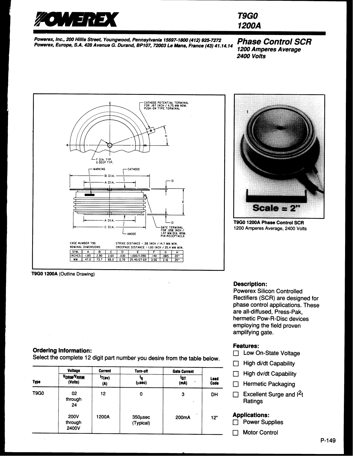 Powerex T9G0 1200A Data Sheet