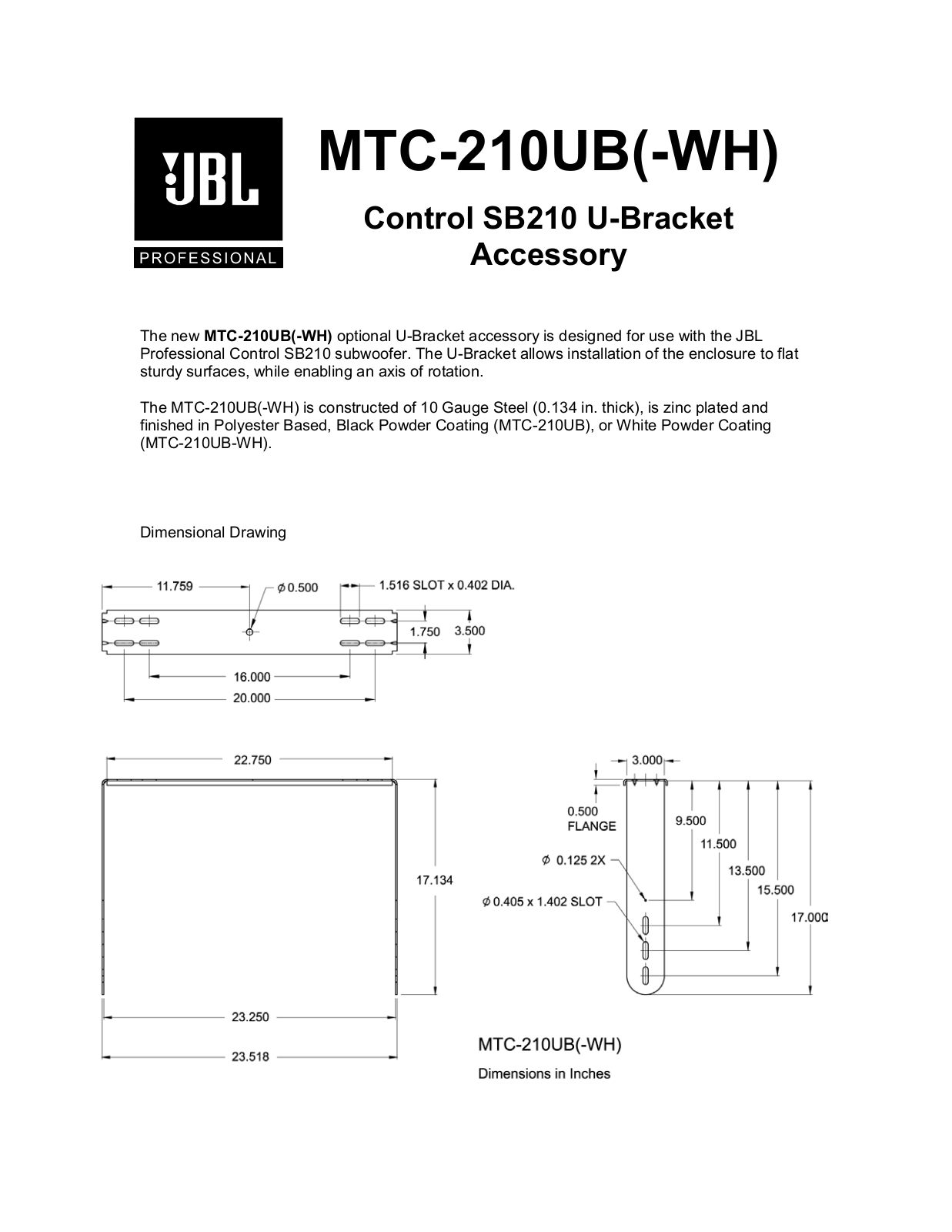 JBL MTC-210UB User Manual