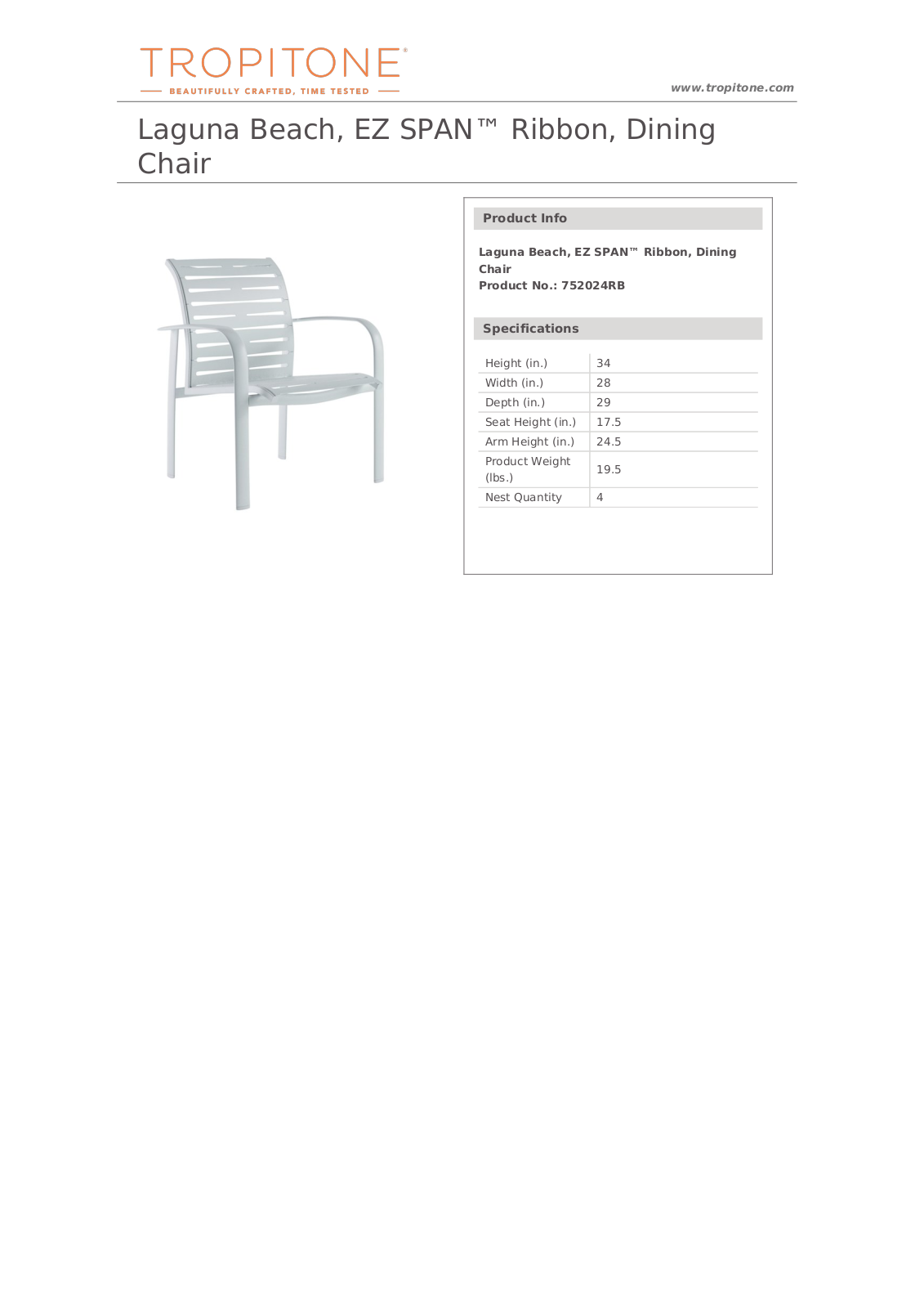 Tropitone SBVP1186 Dimensions - ManualMachine.com