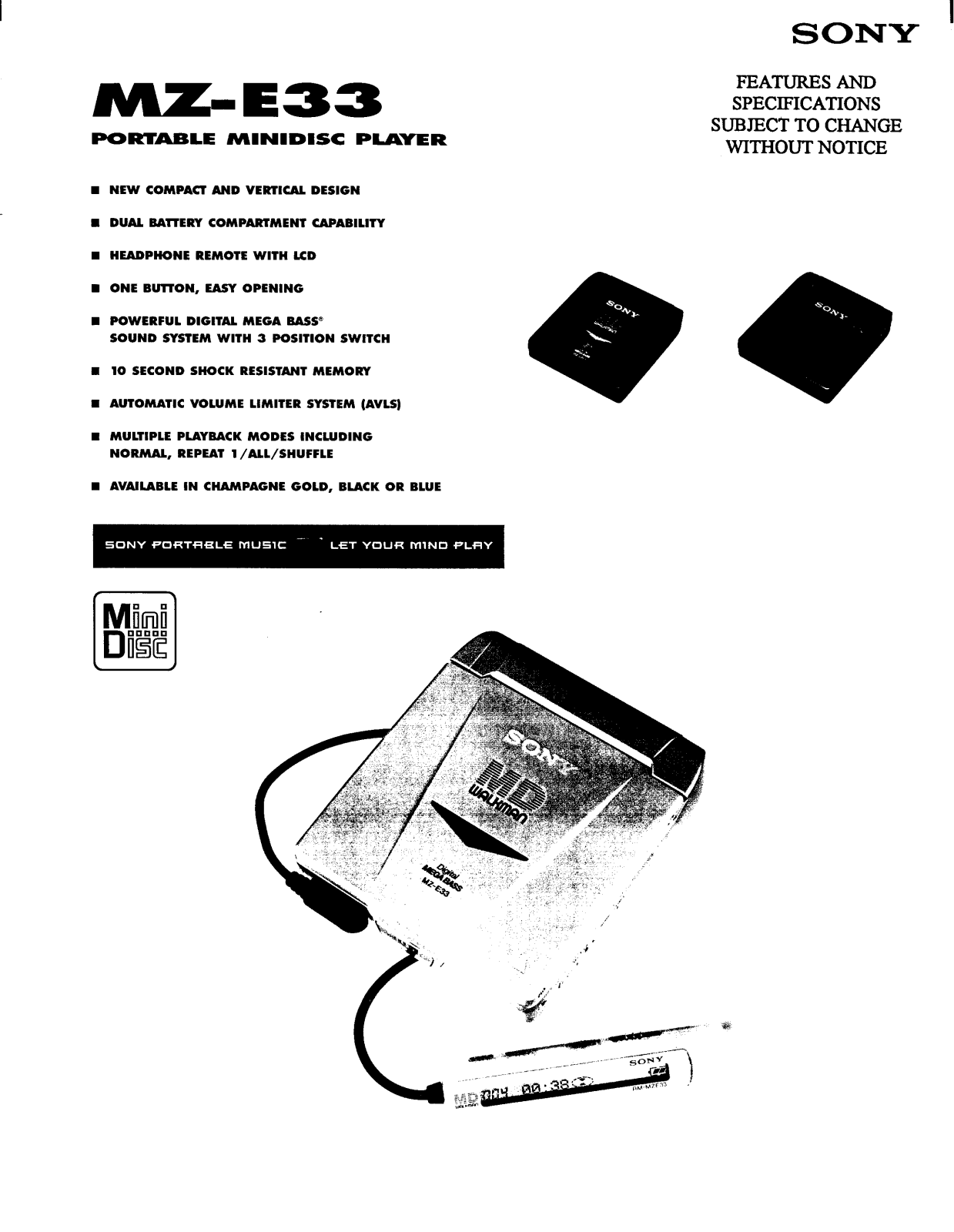 Sony MZ-E33 BROCHURE